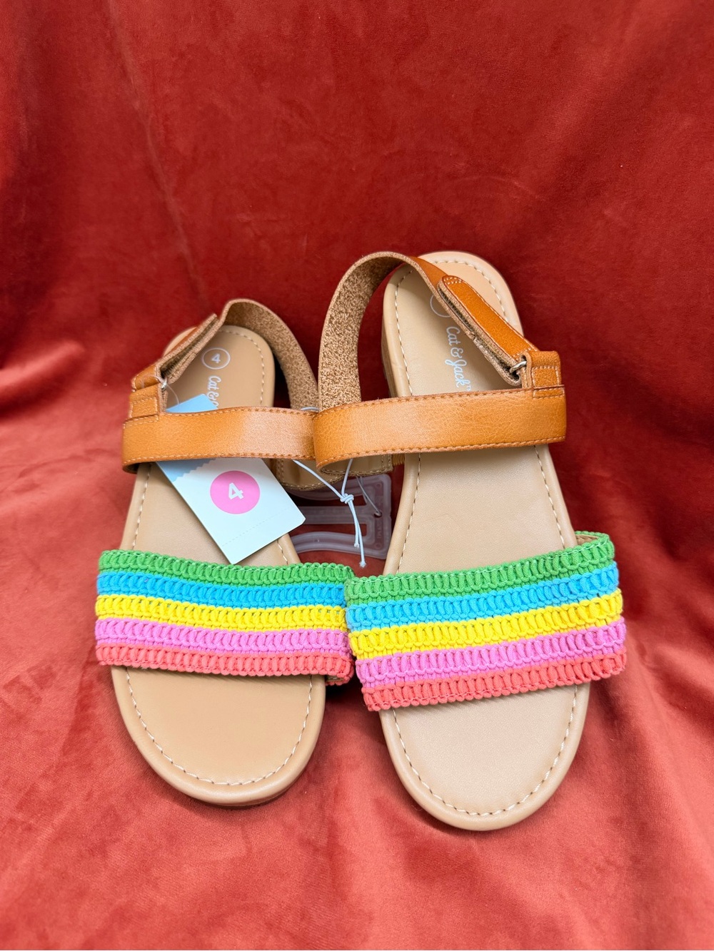 Kids Multicolor Crochet Strap Sandals - Tan Ankle Strap